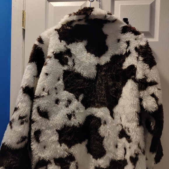Faux Fur Cow Print Jacket, Size S - Picture 2 of 2